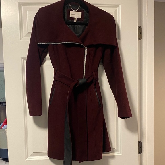 BCBGMaxAzria Jackets & Blazers - BCBGMaxAzria Burgundy Trench Coat with Belt